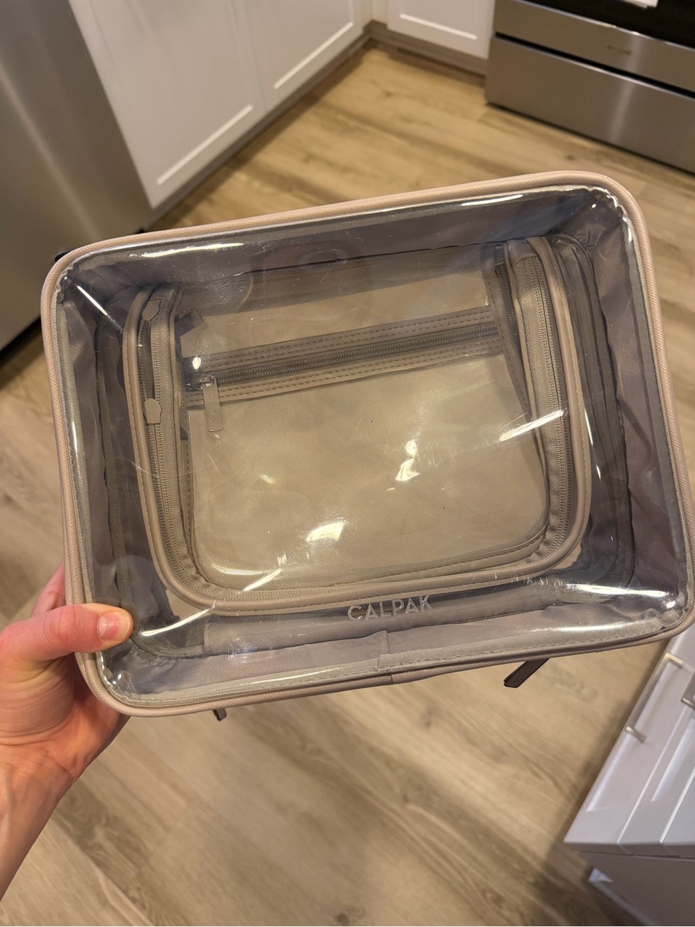 CALPAK Small + Large Clear Cosmetics Case in Stone BUNDLE - Picture 4 of 9